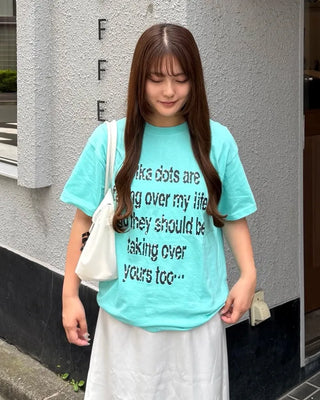 Dot lettering print short-sleeved T-shirt