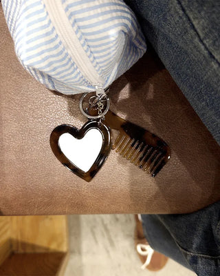Heart Mirror & Comb Set Keyring