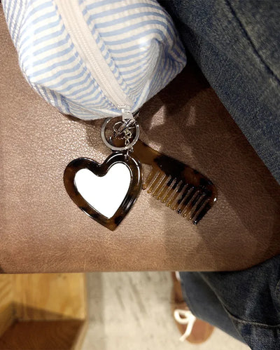 Heart Mirror & Comb Set Keyring