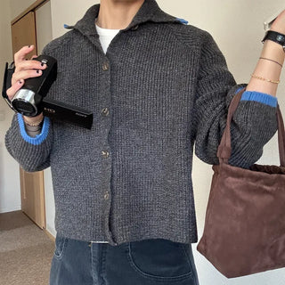 Two-tone knit cardigan