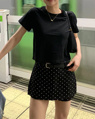 Wide-fit cropped cotton t-shirt