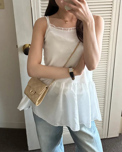 Long frill lace camisole