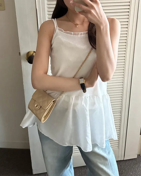 Long frill lace camisole