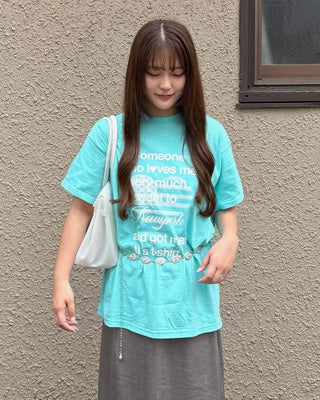 Heart lettering print short-sleeved T-shirt