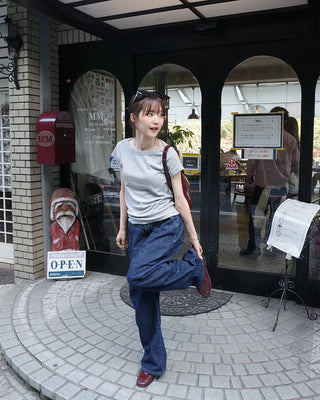 Pintuck Wide Denim Pants