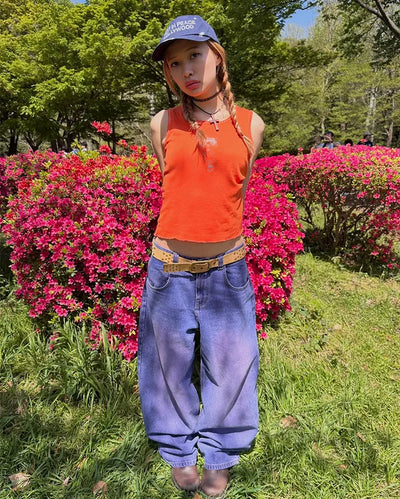 (ORIGINAL) Loose-fit denim pants (purple)
