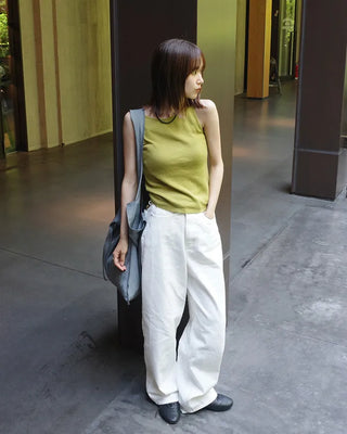 High-waisted balloon cotton pants