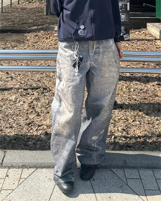 (Unisex) Paint Wash Wide Denim