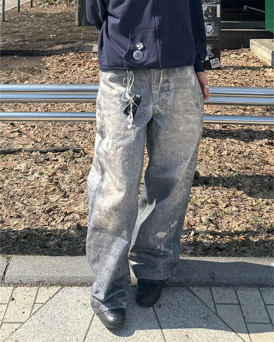(Unisex) Paint Wash Wide Denim
