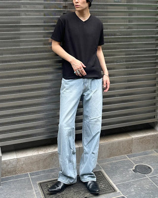 Washed wide-leg denim