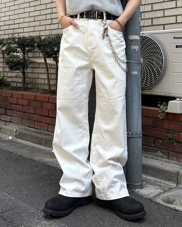 Wide-leg pants with elastic waistband