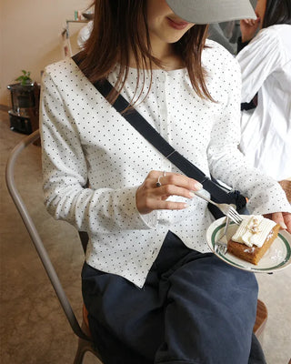 Round neck polka dot cardigan