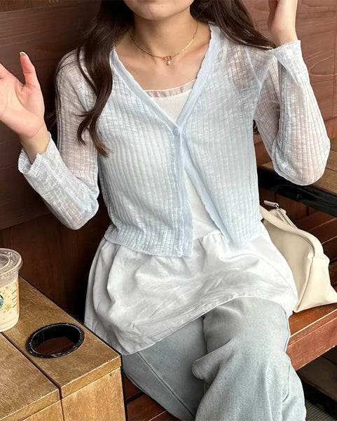 V-neck sheer cardigan