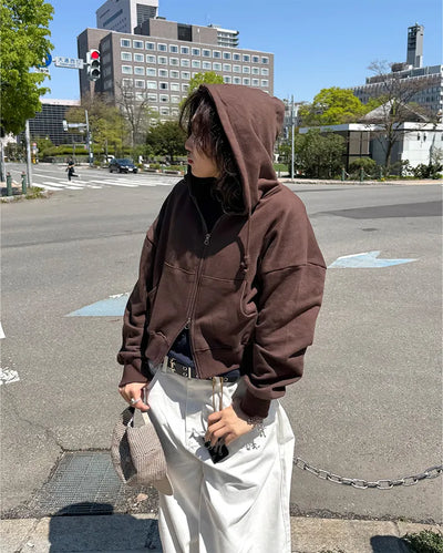 Cotton 2-Way Hooded Zip-Up