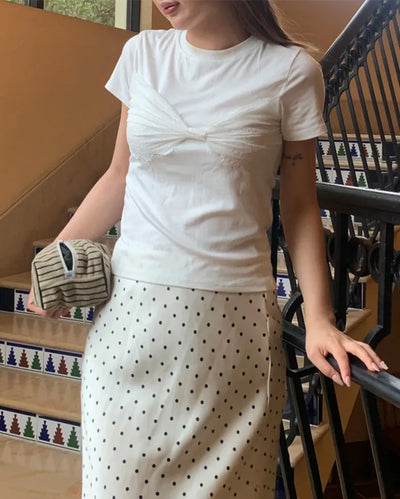 Puff-sleeve eyelet embroidered gathered blouse