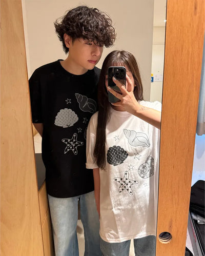 (Unisex) Printed Point Short-Sleeve T-Shirt