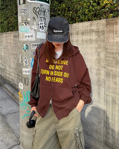 Lettering Zip Hoodie