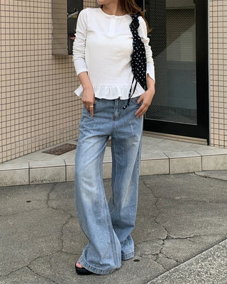 Cubic Wide Denim Pants