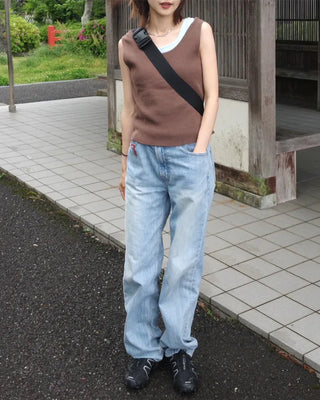 Two-tone layered sleeveless top