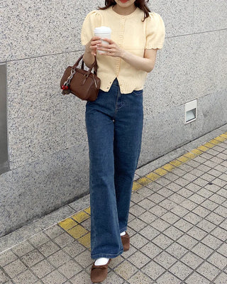 Elastic waist denim pants