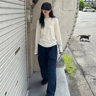 (Unisex) Casual Cotton Elastic Waist Pants