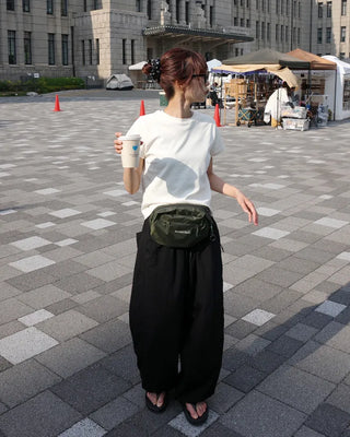 String Point Wide Easy Pants