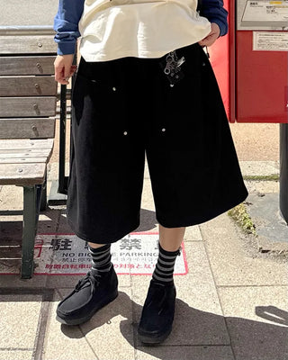 (UNISEX) Snap Bermuda Easy Pants