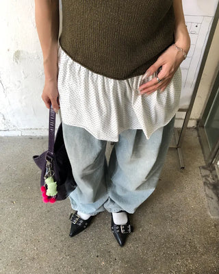 Pindot Flared Layered Skirt