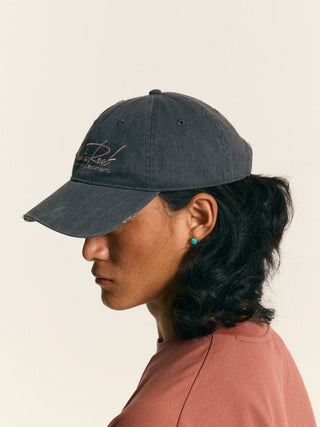[Monterest] Washed Distressed Logo Embroidered Cap