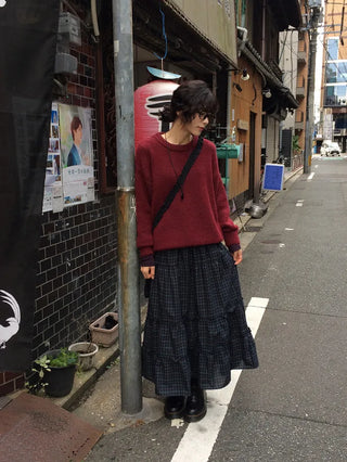 Tiered check skirt