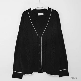 Cable knit unisex cardigan