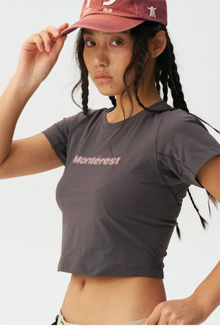 [Monterest] Quick-Dry Slim Fit Logo Crop Top