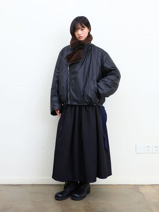 [NEVERSEEZ] Lapel Fleece Diagonal Zipper Jacket