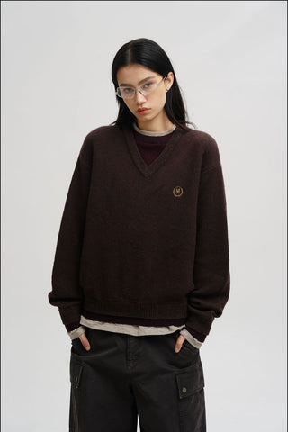 [MASONPRINCE] V-Neck Layered Sweater