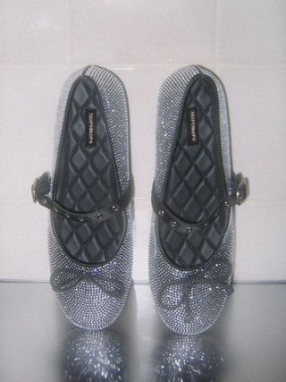 [Moromoro2] Rhinestone Bow Ballet Flats