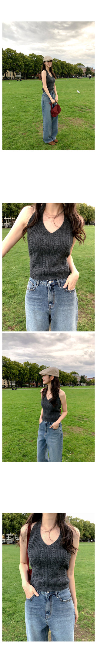 Studded wide-leg denim pants