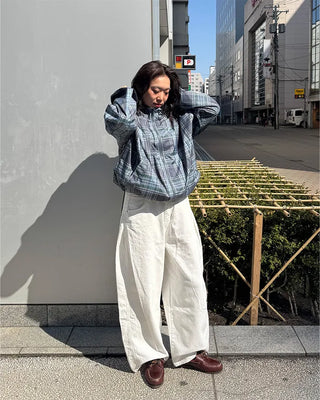 (Unisex) Check Hooded Wind Jacket