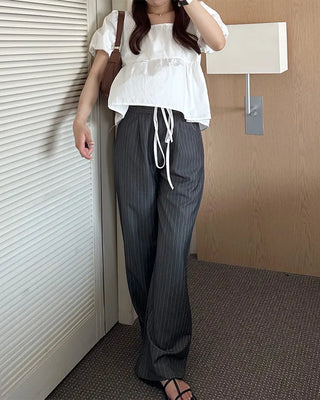 Layered pinstripe slacks