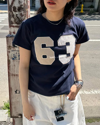 Checked numbering T-shirt