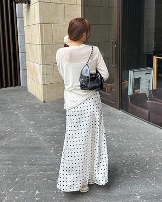 Polka Dot Satin Long Skirt