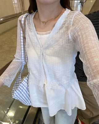 V-neck sheer cardigan