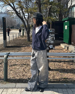 (Unisex) Paint Wash Wide Denim