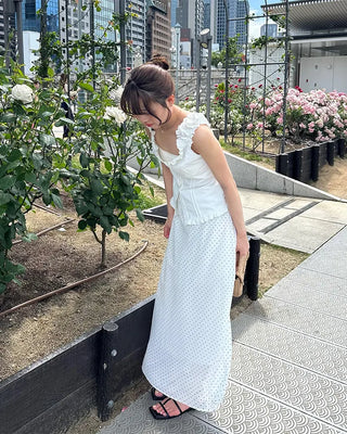 Polka Dot Chiffon Long Skirt