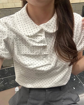 Dot Shirring Short-Sleeve T-Shirt