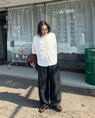 Striped wide slacks