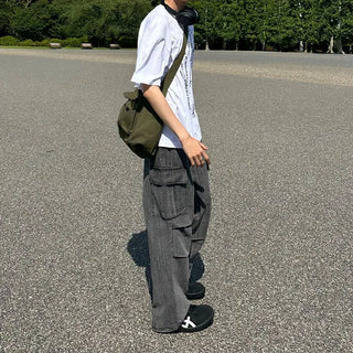 Cargo wide denim pants