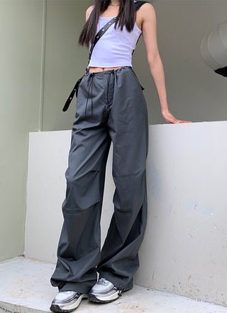 retro high waist drawstring loose pants