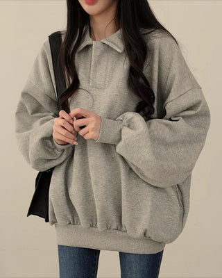 versatile polo collar sweatshirt jacket