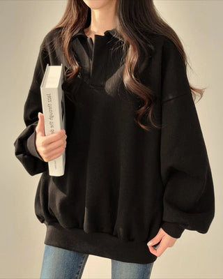 versatile polo collar sweatshirt jacket