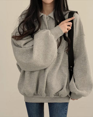 versatile polo collar sweatshirt jacket